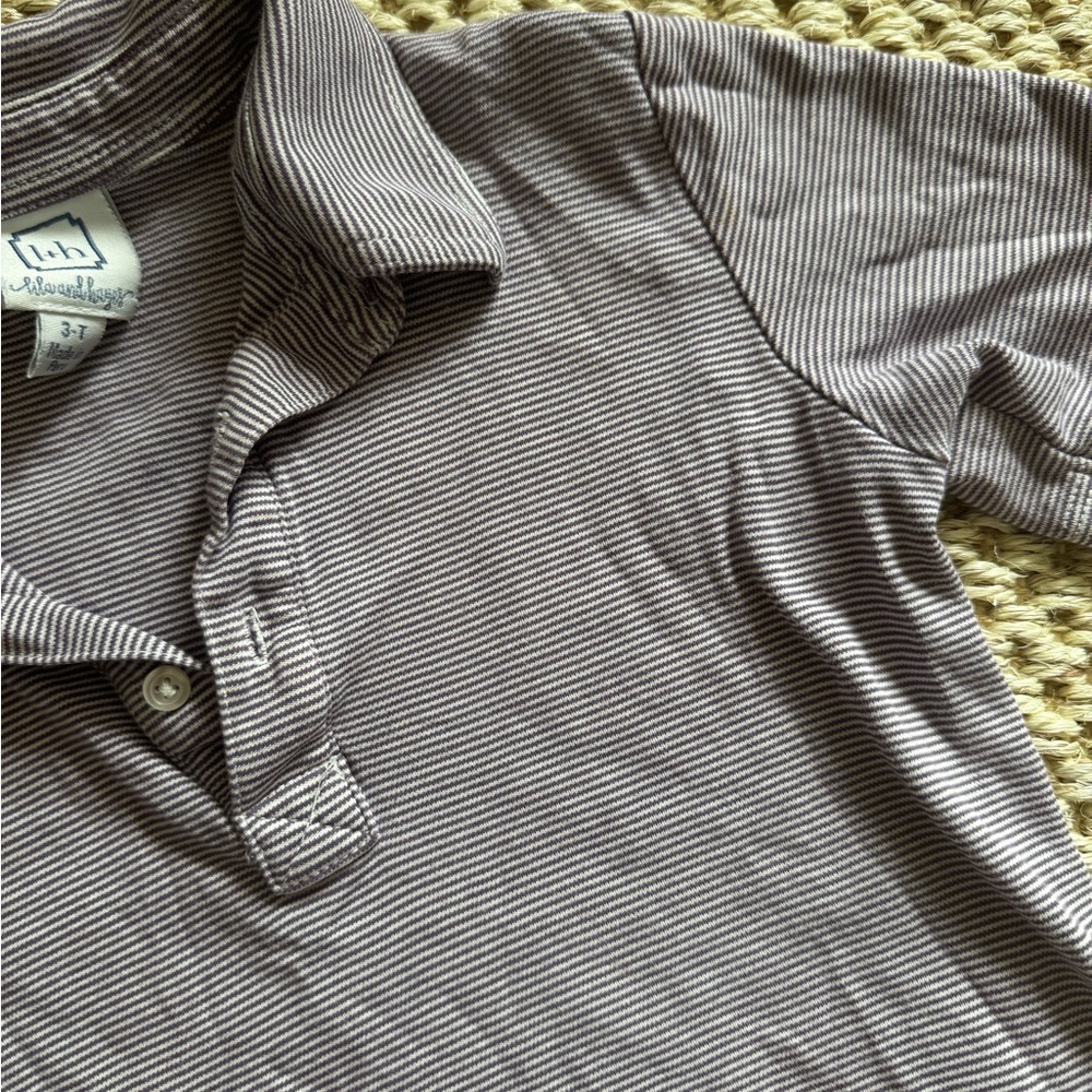 Lila and Hayes Purple and White Striped Toddler Boy Polo, 3T